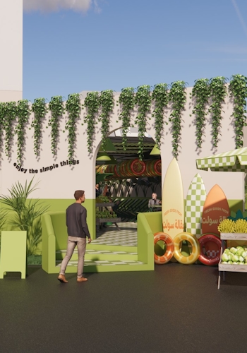 Salt Summer Market pop-up design by Studio Königshausen. A fruity and immersive brand experience. Our design ethos revolves around authenticity and community connection.